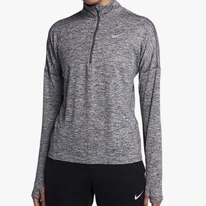 NIKE Running Dri Fit Women's Quarter Zip Running pullover Jacket Heather Gray